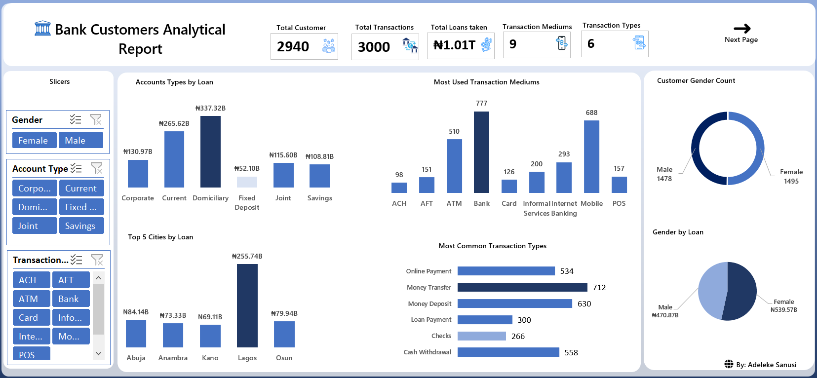 Bank Customer Analysis dashboard preview